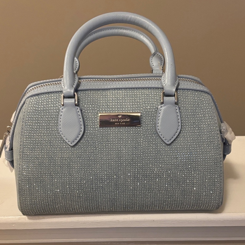 Kate Spade Light Blue denim hot fixed blue multi Satchel